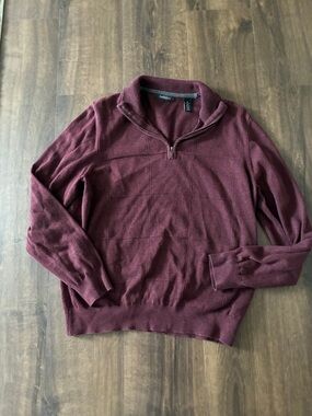 Van Heusen Men's Maroon Half-Zip Sweater 100% cotton